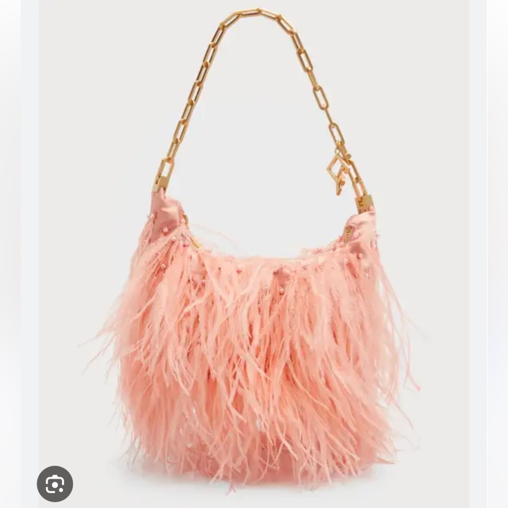 Cult Gaia Pink Feather Shoulder Bag
